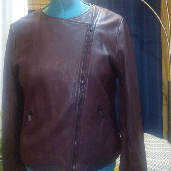 Neiman Marcus The Leather Collection Moto Jacket Sz L - Picture 3 of 15